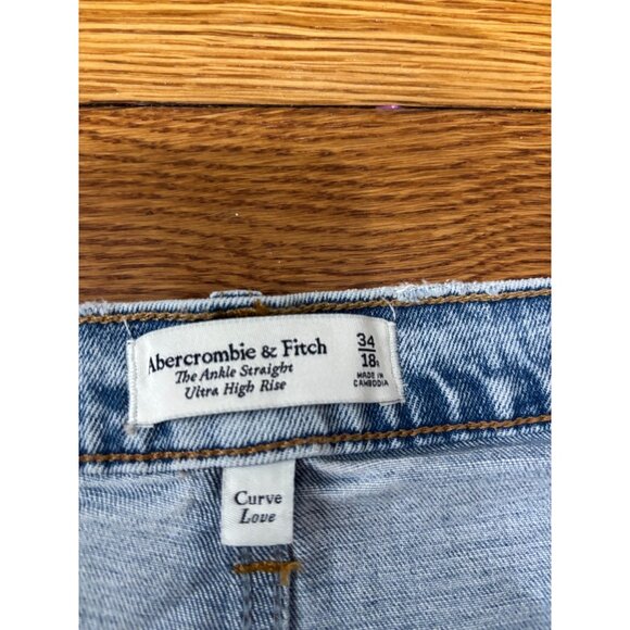 Abercrombie Fitch Womens Ankle Straight Ultra High-Rise Jeans Plus Sz 18 Blue - Picture 3 of 7